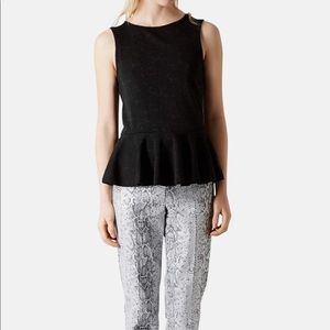 Topshop Sleeveless Jacquard Peplum Top